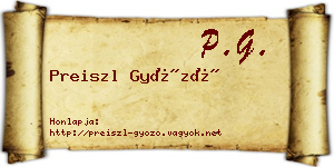 Preiszl Győző névjegykártya